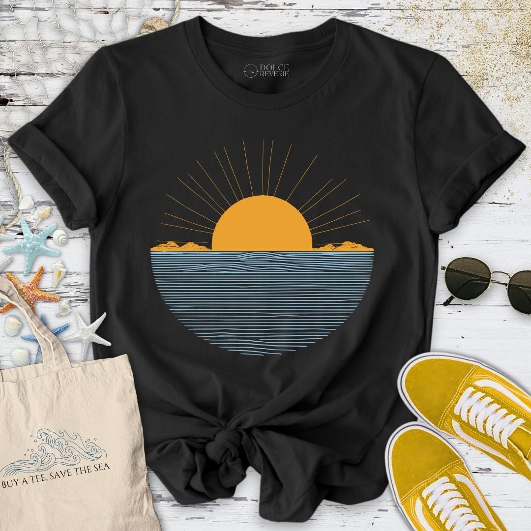 Sunset & The Sea T-Shirt Black / S