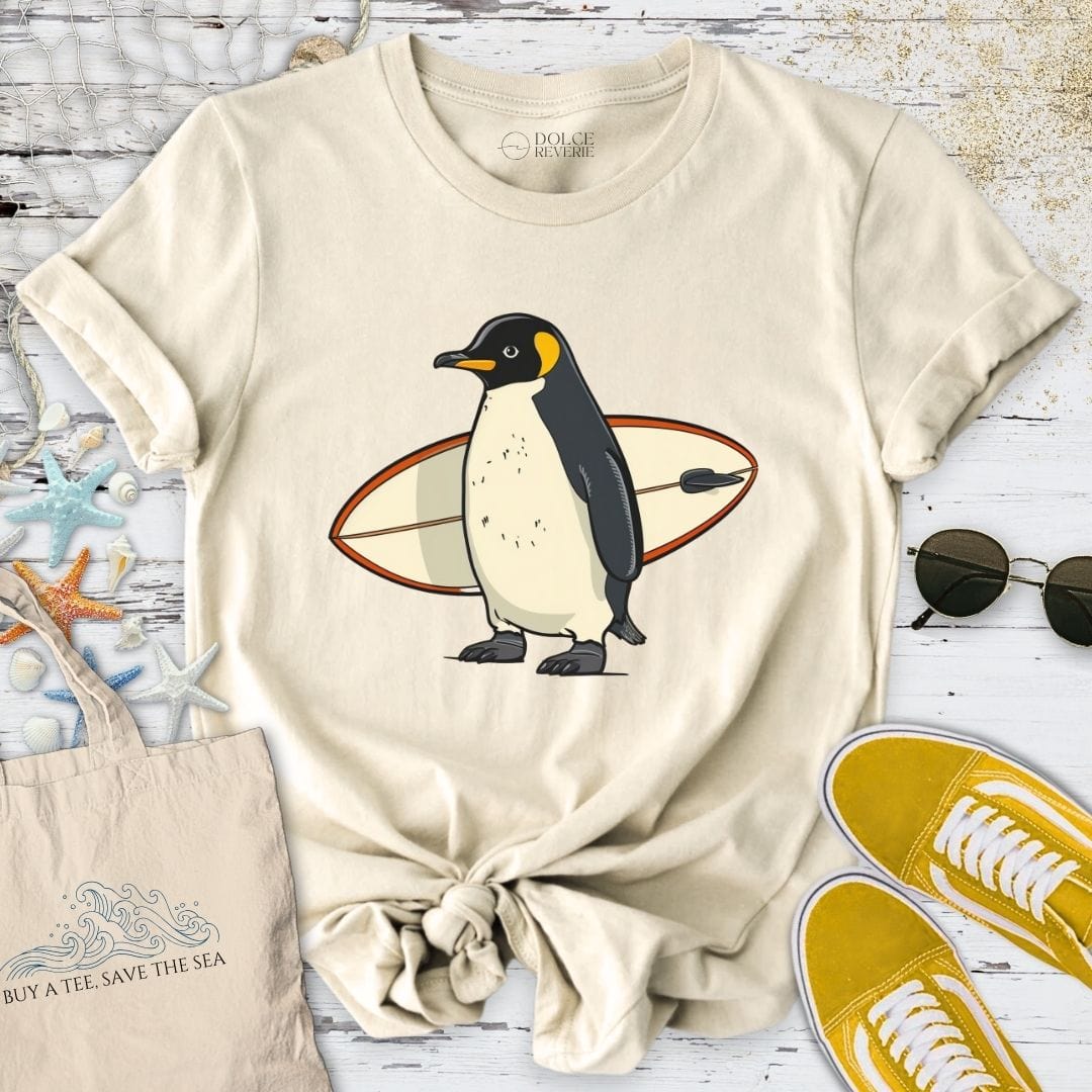 Surfer Penguin T-Shirt Natural / S