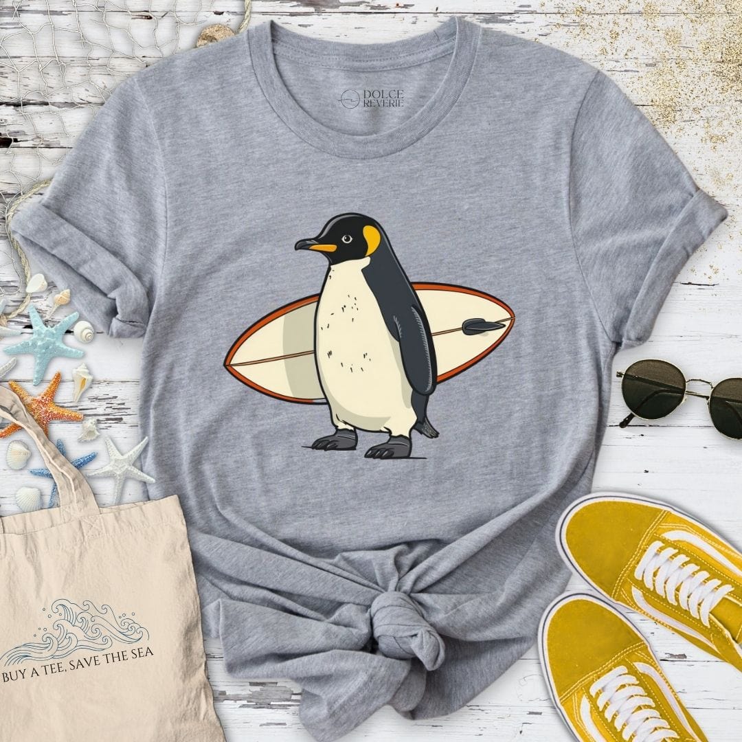 Surfer Penguin T-Shirt Sport Grey / S