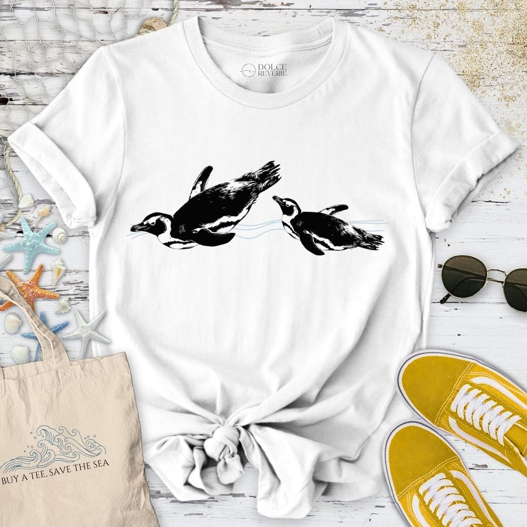Swimming Penguins T-Shirt White / S