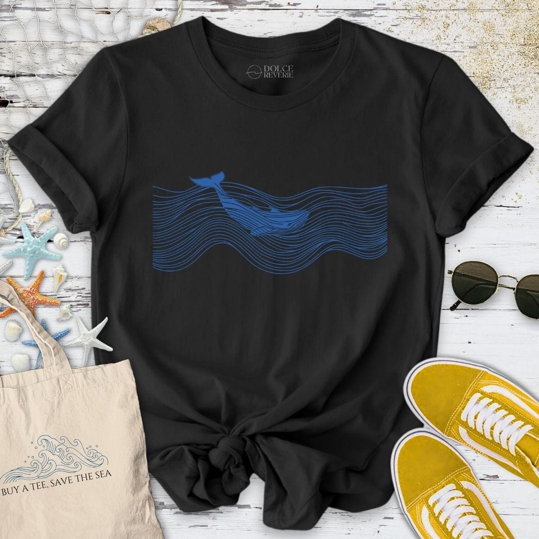 Swimming Whale T-Shirt Black / S