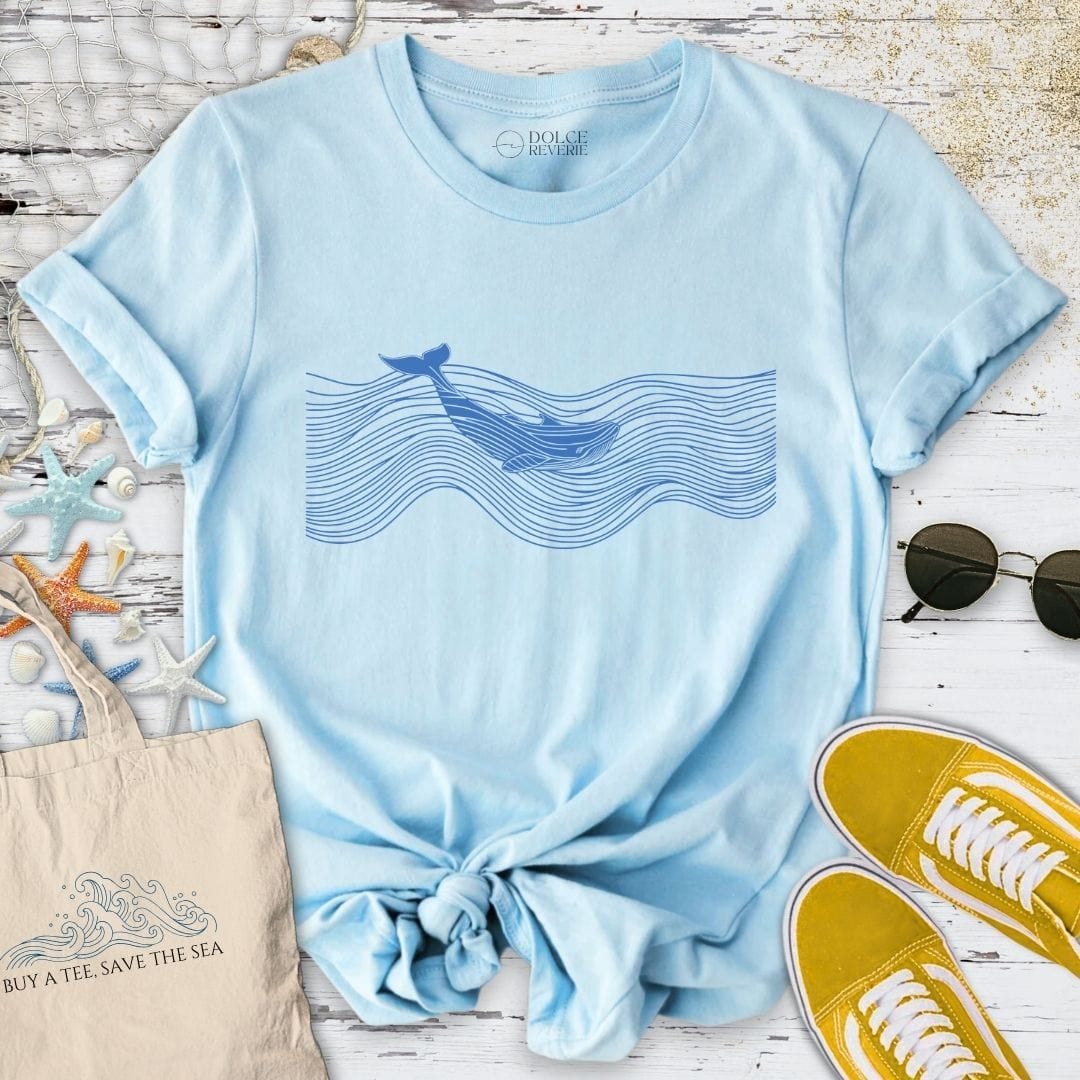 Swimming Whale T-Shirt Light Blue / S