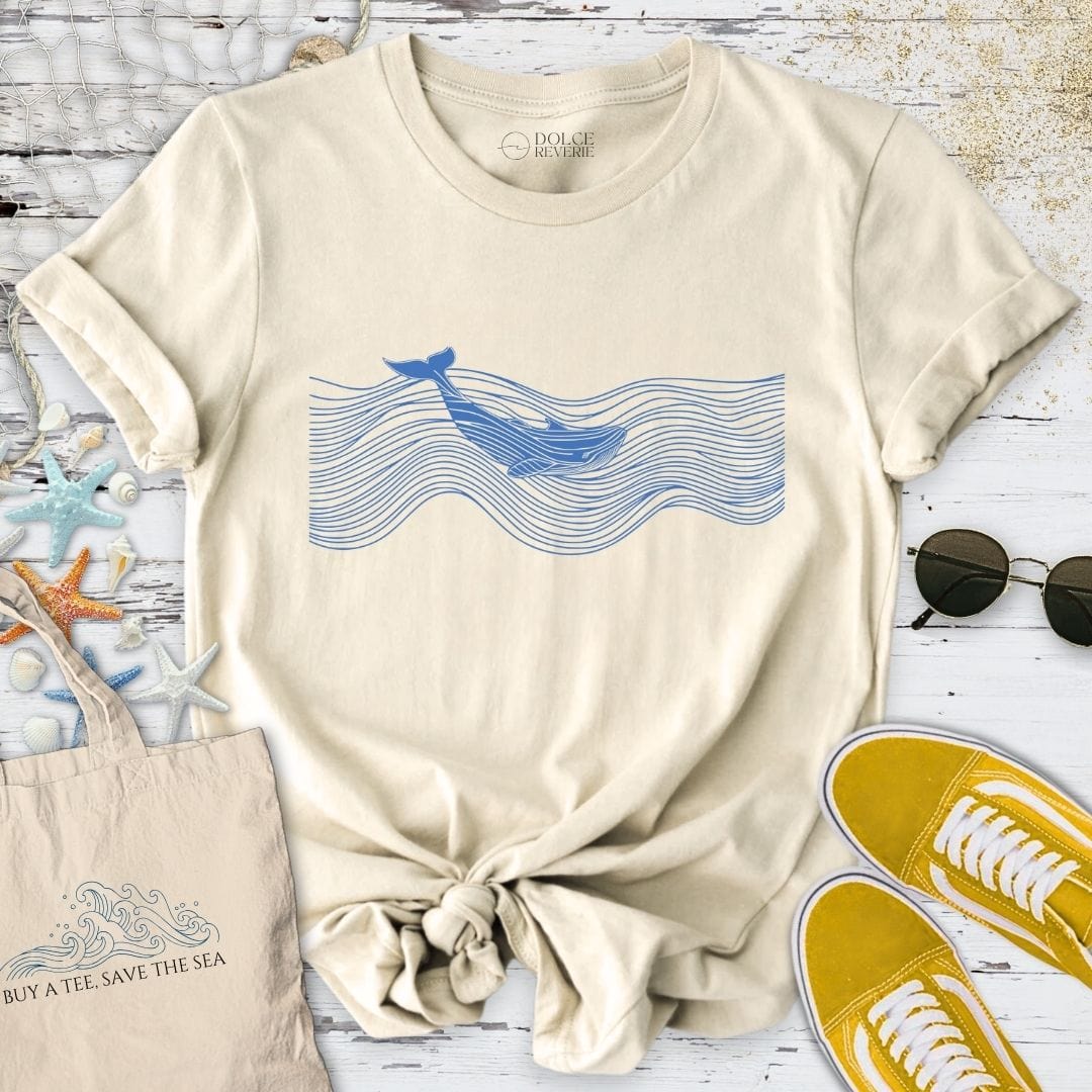Swimming Whale T-Shirt Natural / S
