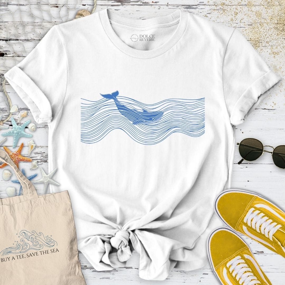 Swimming Whale T-Shirt White / S