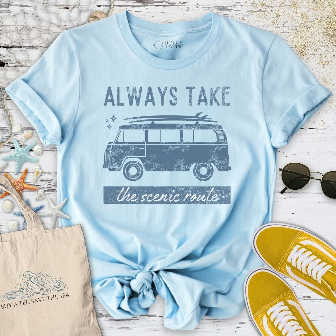 Take The Scenic Route T-Shirt Light Blue / S