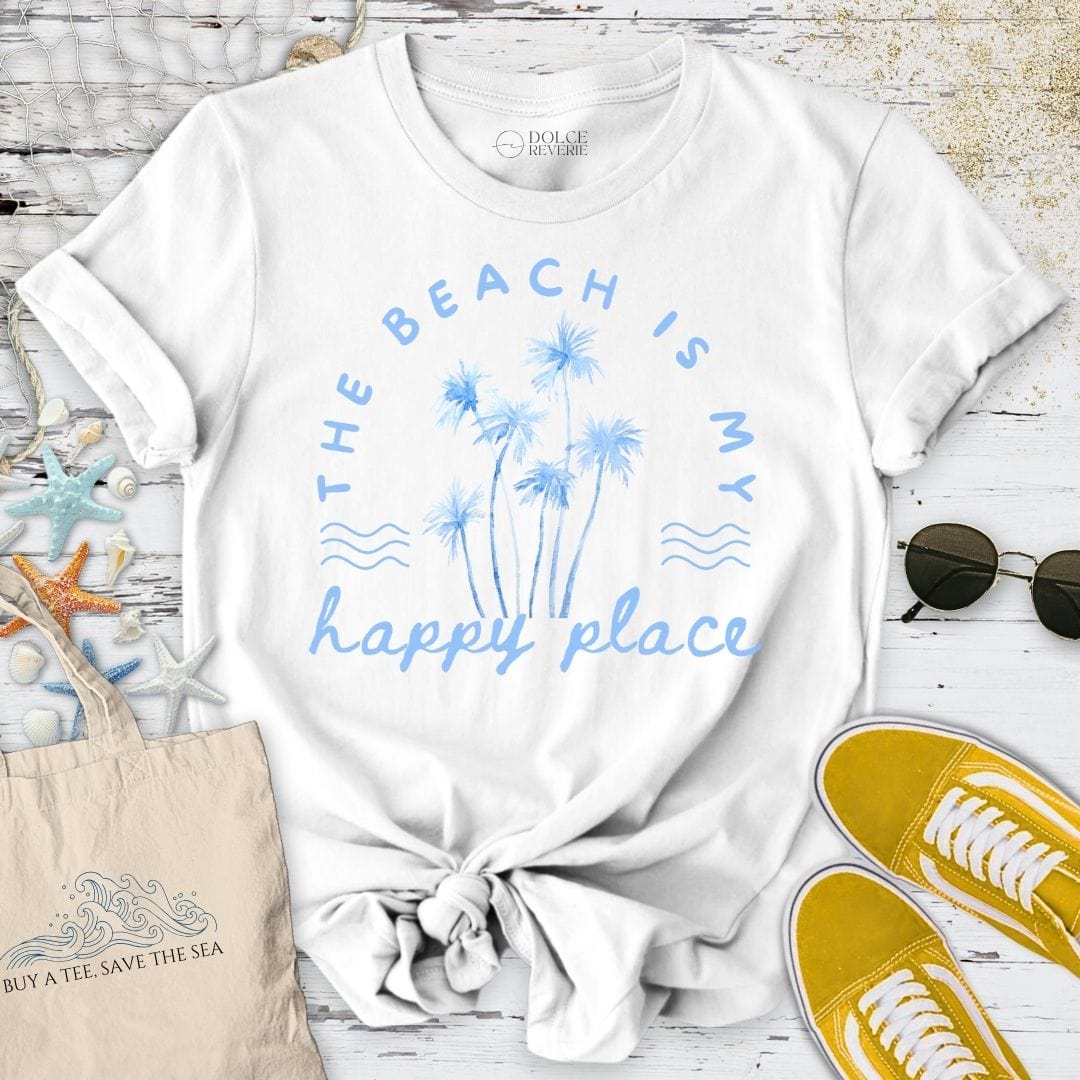 The Beach Is My Happy Place T-Shirt White / S