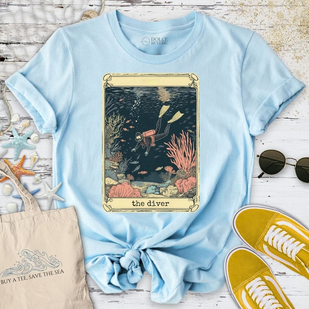 The Diver Tarot T-Shirt Light Blue / S