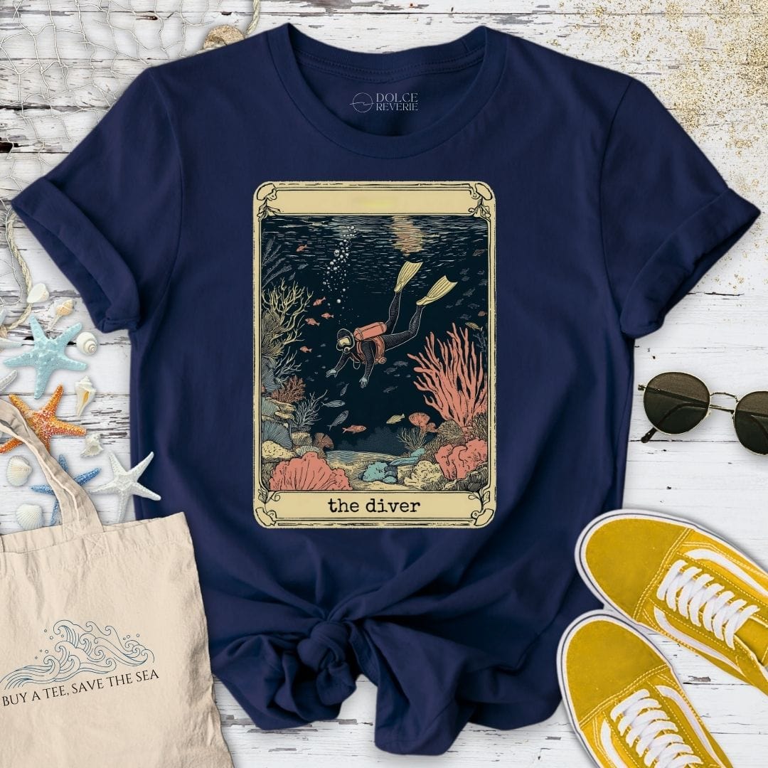 The Diver Tarot T-Shirt Navy / S