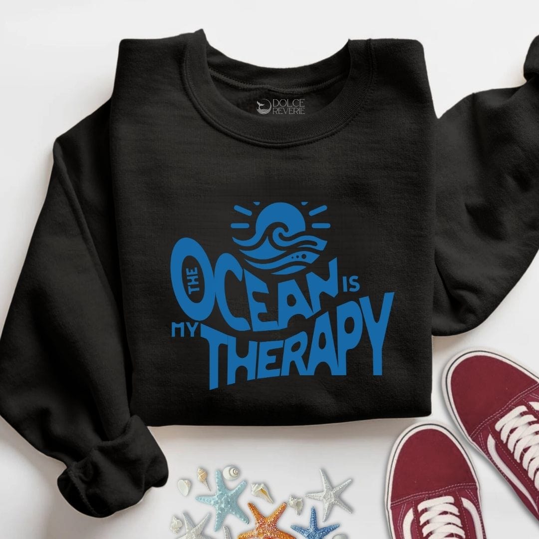 The Ocean Is My Therapy Sweatshirt S / Black