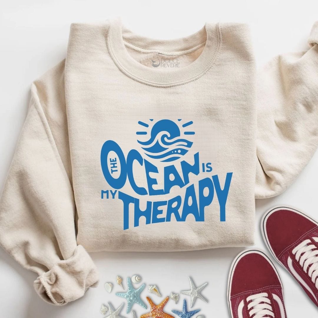 The Ocean Is My Therapy Sweatshirt S / Sand