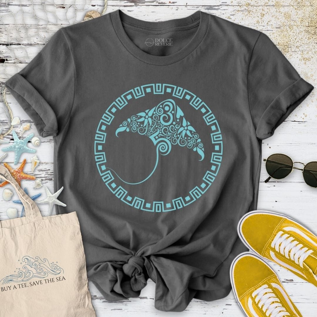 Tribal Manta Ray T-Shirt Charcoal / S