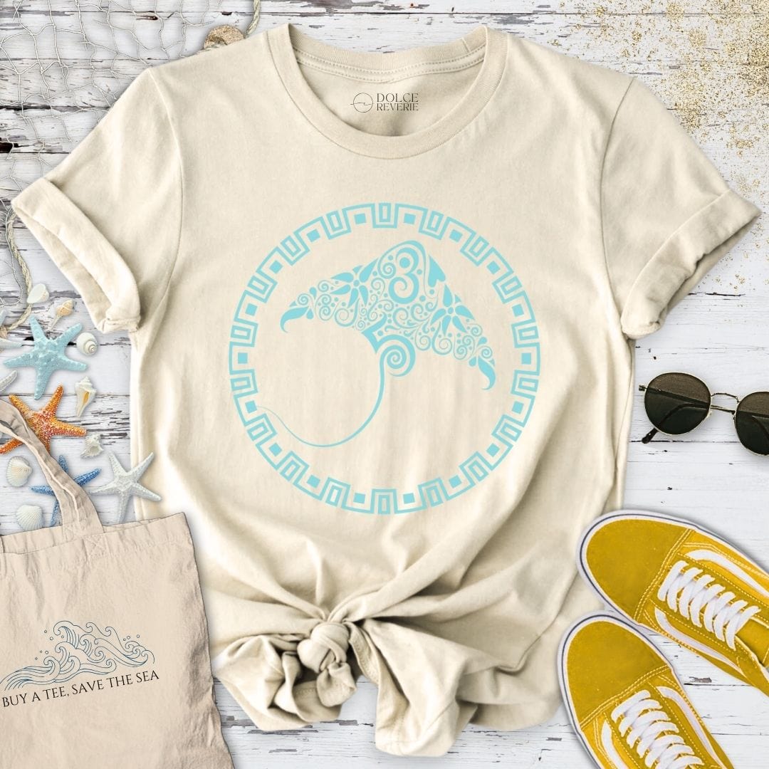 Tribal Manta Ray T-Shirt Natural / S