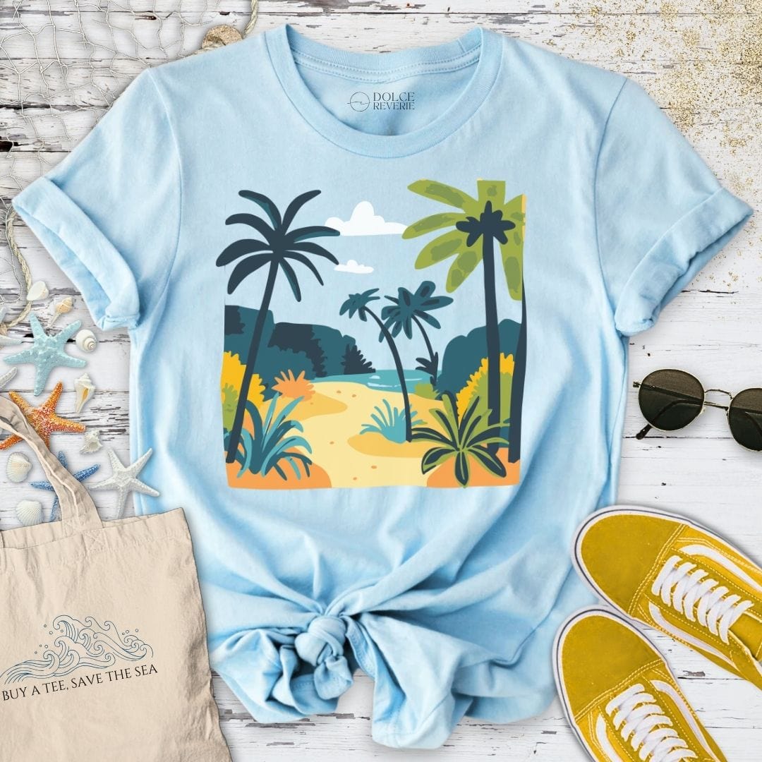 Tropical Exotic Landscape II T-Shirt Light Blue / S