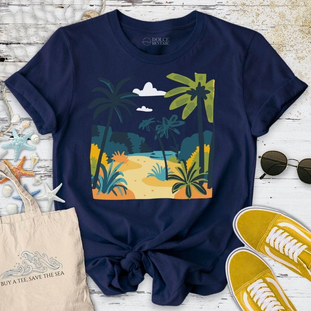Tropical Exotic Landscape II T-Shirt Navy / S