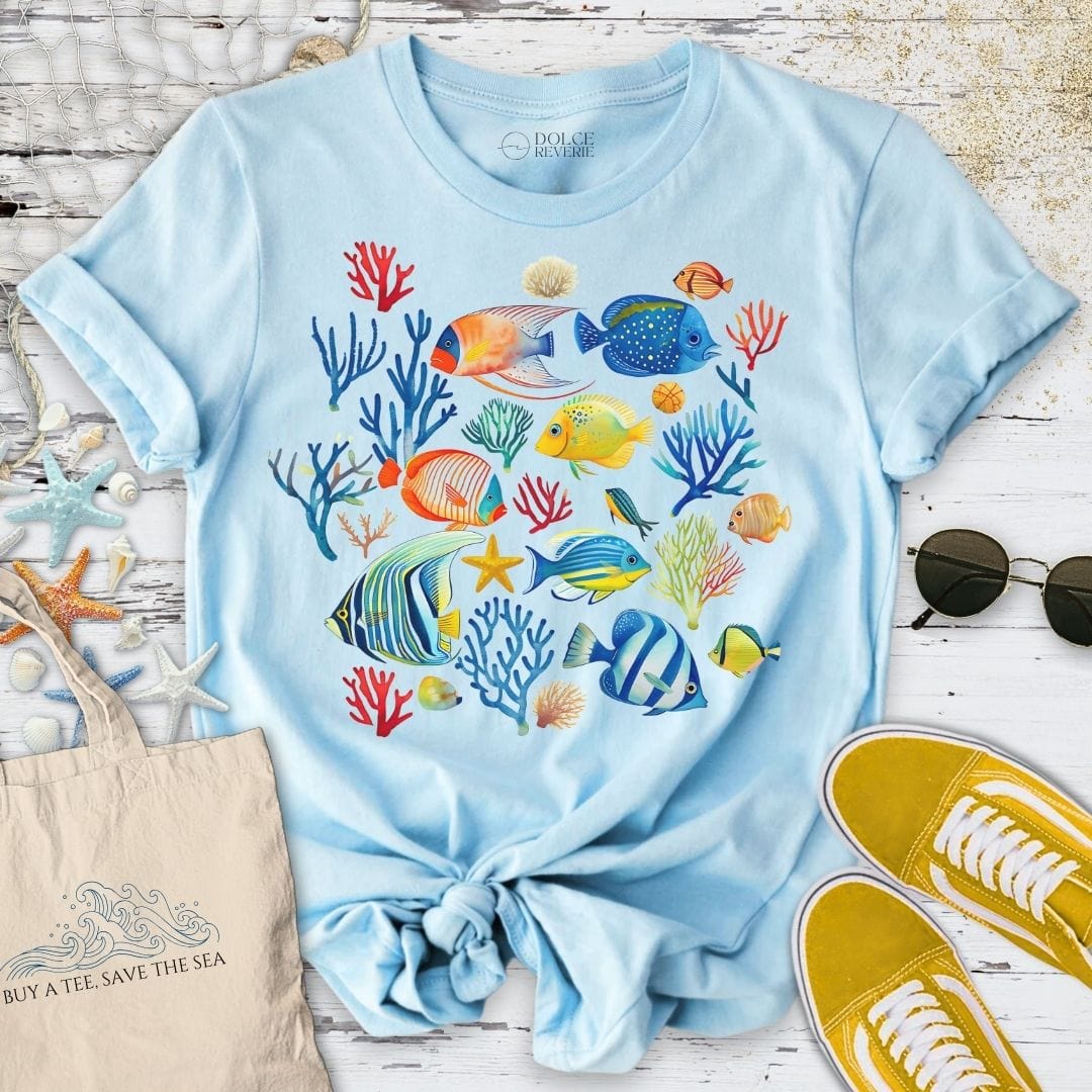 Tropical Fish T-Shirt Light Blue / S