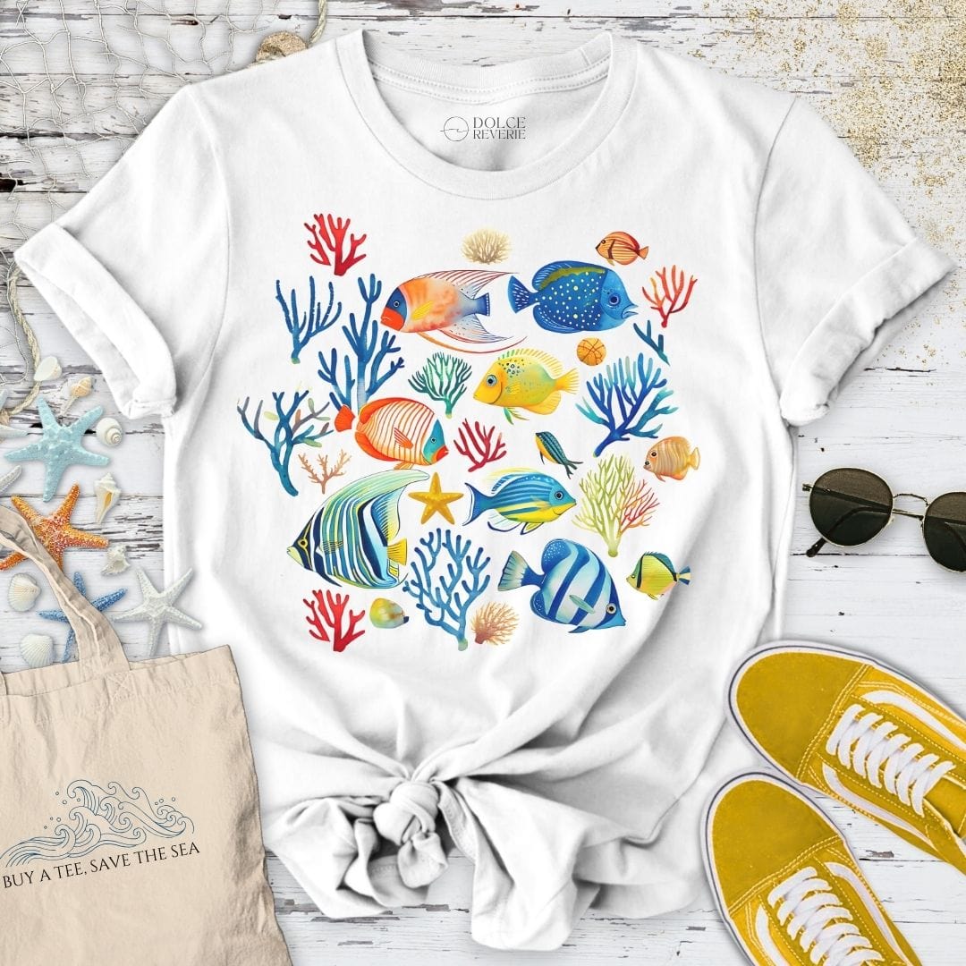 Tropical Fish T-Shirt White / S
