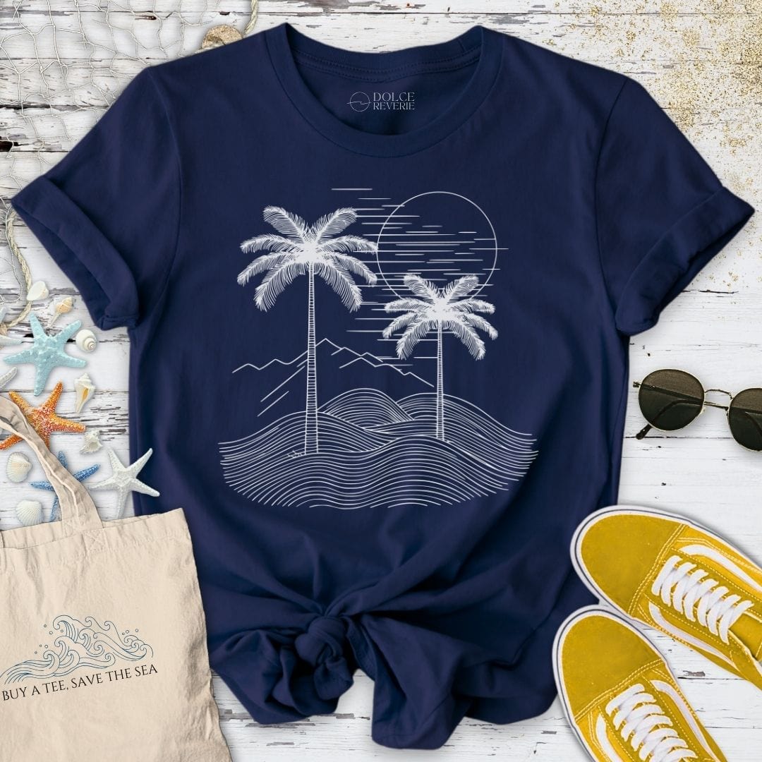 Tropical Line Art II T-Shirt Navy / S