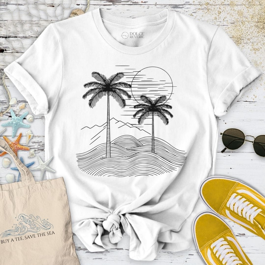 Tropical Line Art II T-Shirt White / S