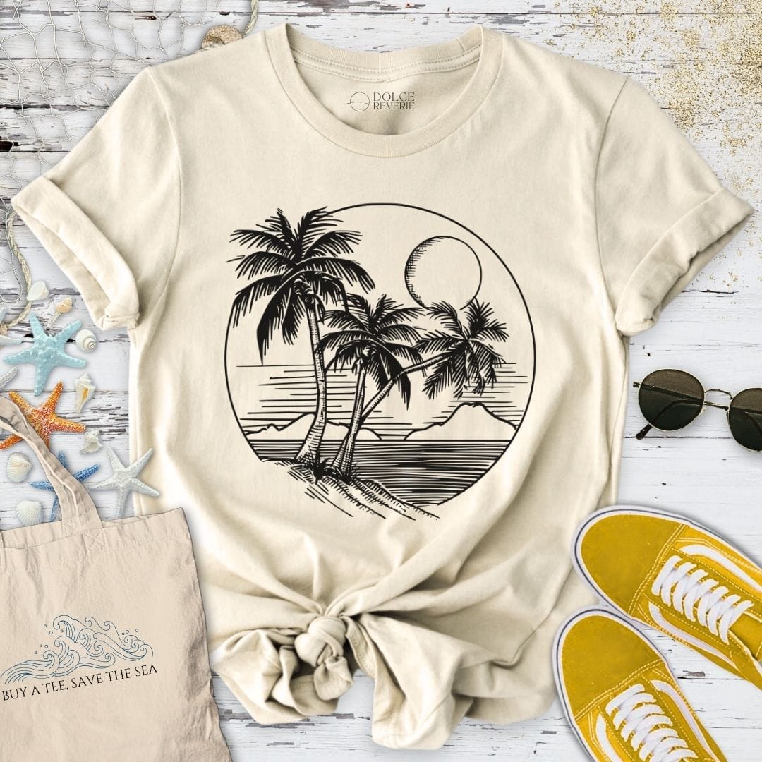 Tropical Line Art T-Shirt Natural / S