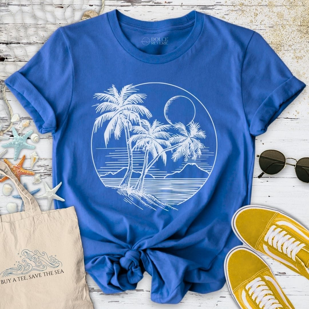 Tropical Line Art T-Shirt Royal / S