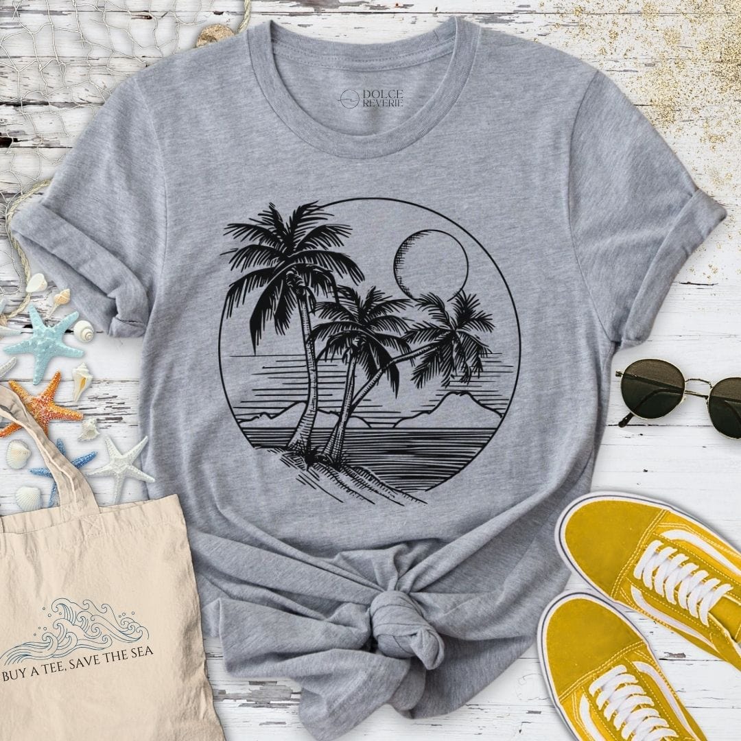 Tropical Line Art T-Shirt Sport Grey / S