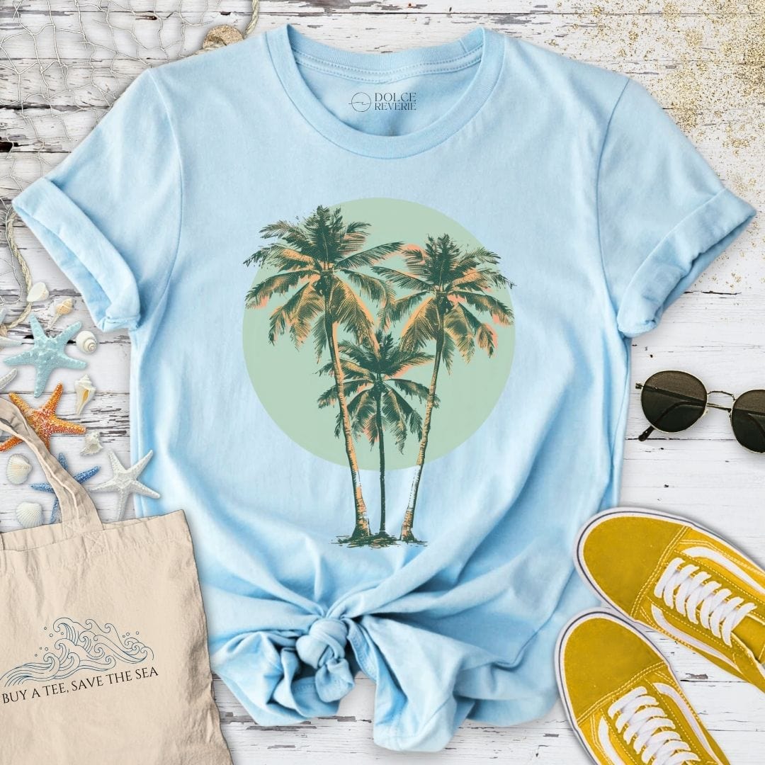 Tropical Palms T-Shirt Light Blue / S
