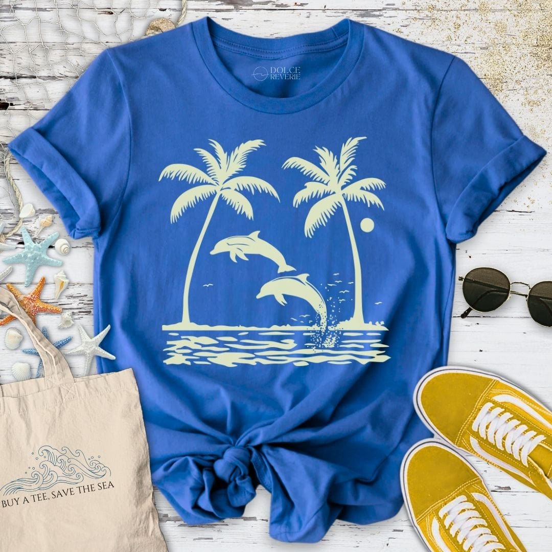 Tropical Paradise Dolphins T-Shirt Royal / S