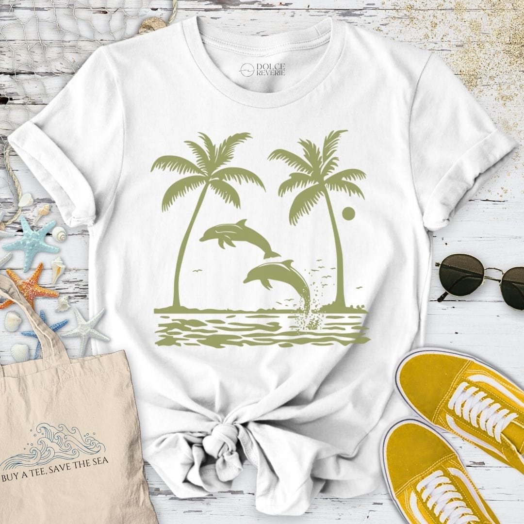 Tropical Paradise Dolphins T-Shirt White / S