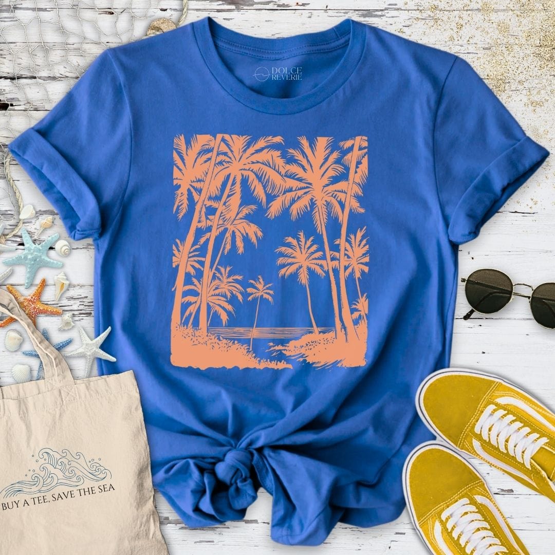 Tropical Seascape at Sunset T-Shirt Royal / S