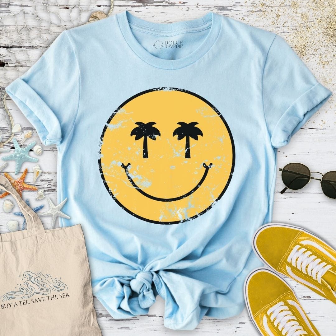 Tropical Smiley T-Shirt Light Blue / S