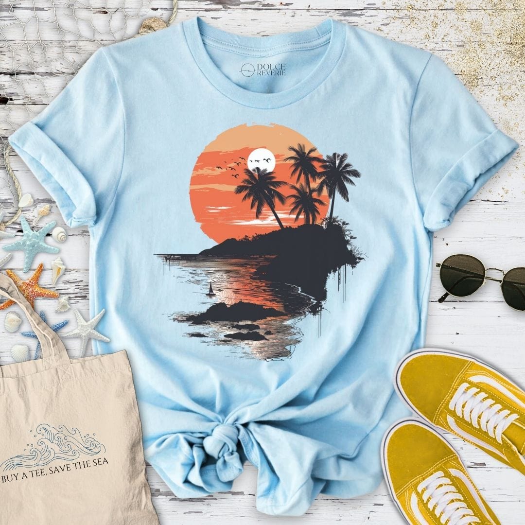 Tropical Sunset T-Shirt Light Blue / S