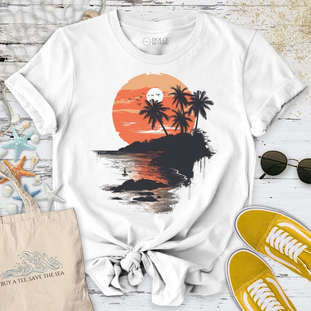Tropical Sunset T-Shirt White / S