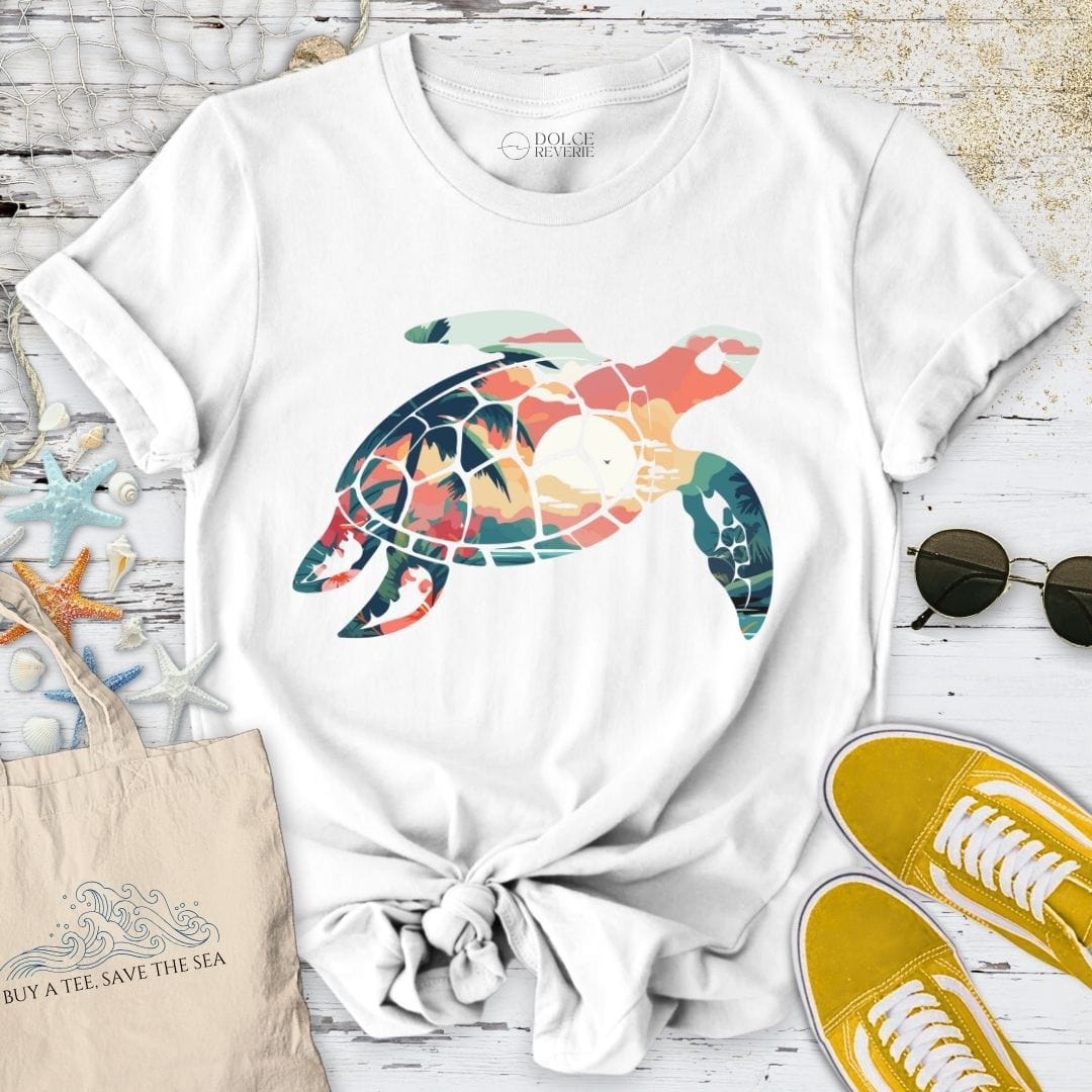 Tropical Turtle T-Shirt White / S