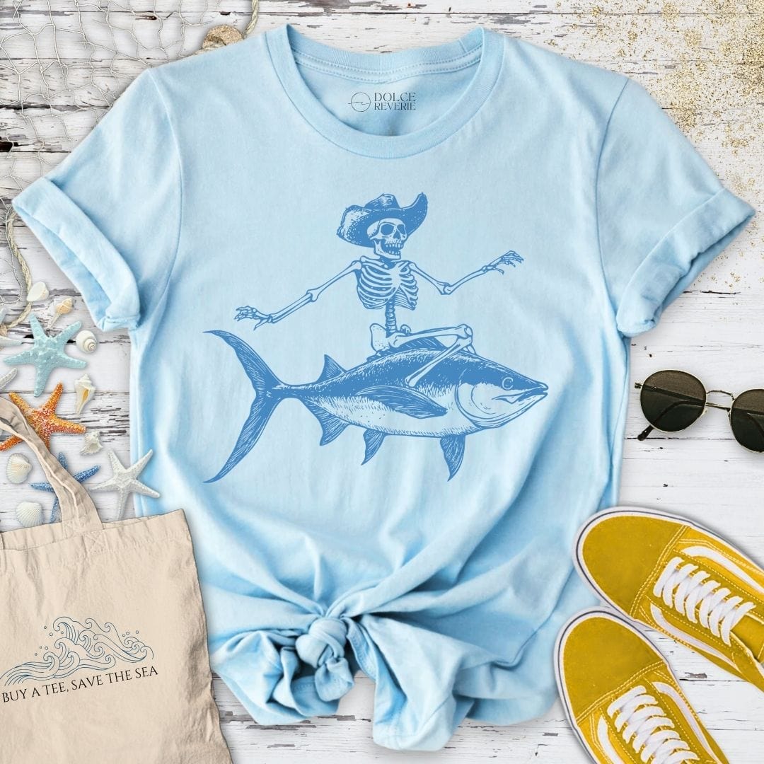 Tuna Rider Skeleton T-Shirt Light Blue / S