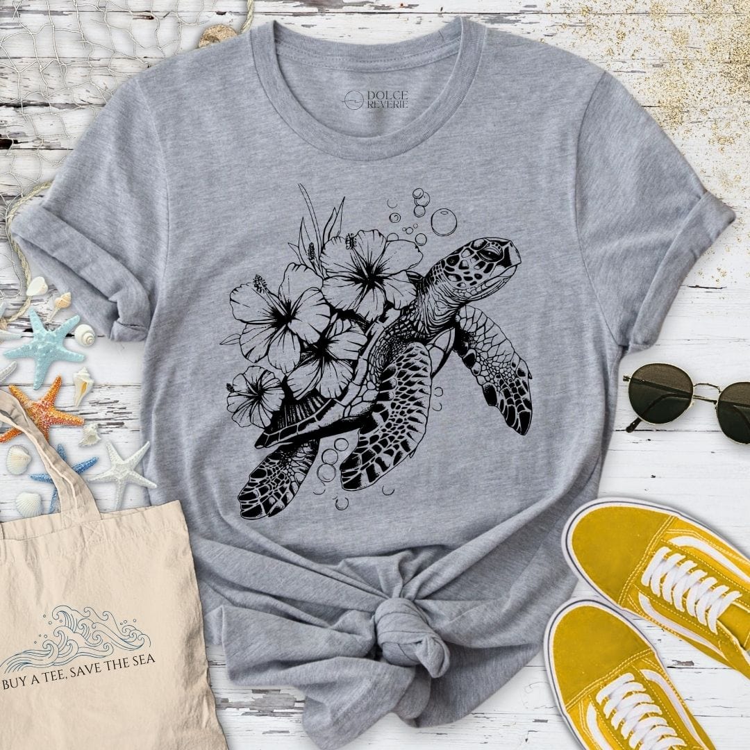 Turtle Flowers T-Shirt Sport Grey / S
