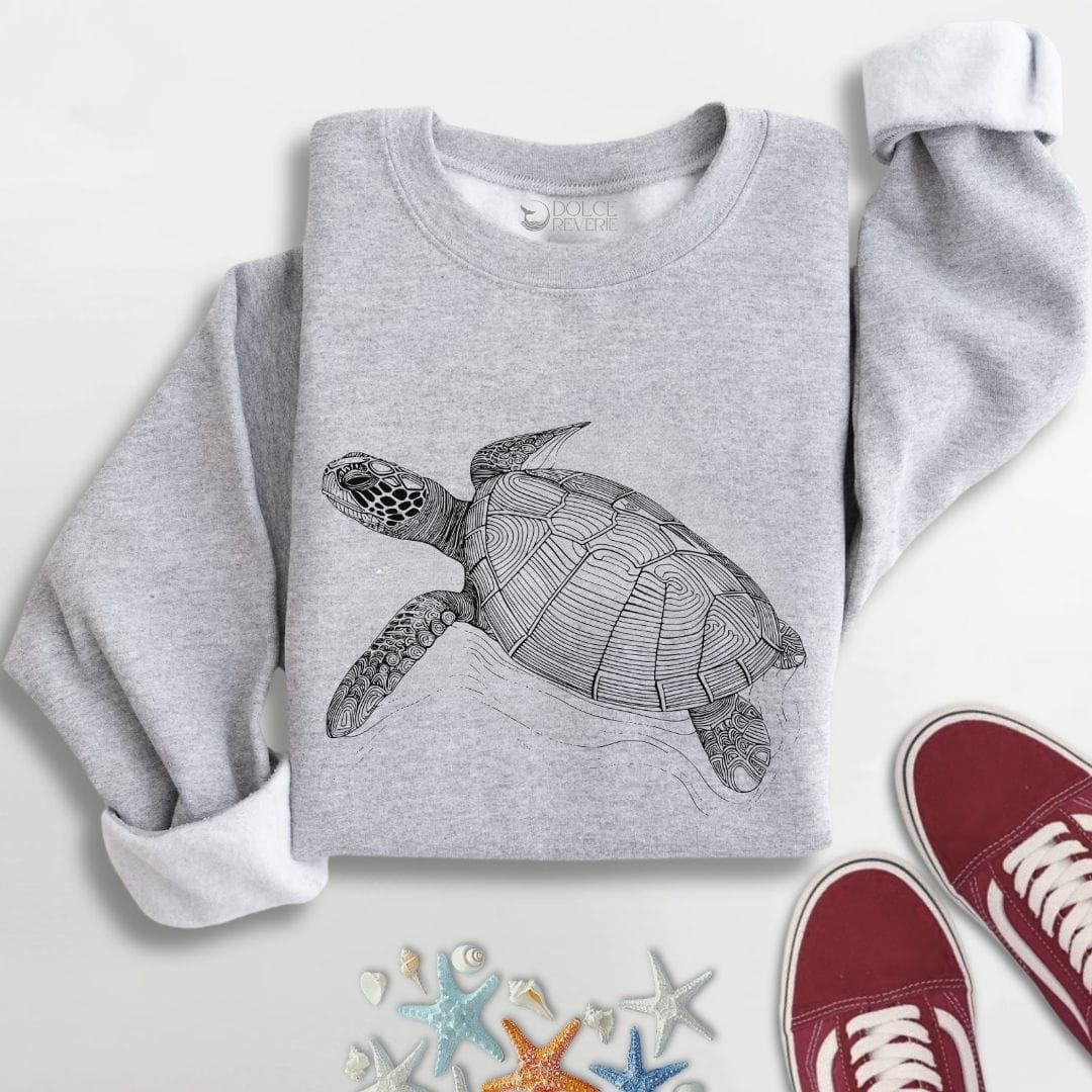 Turtle Line Art Sweatshirt S / Sport Grey
