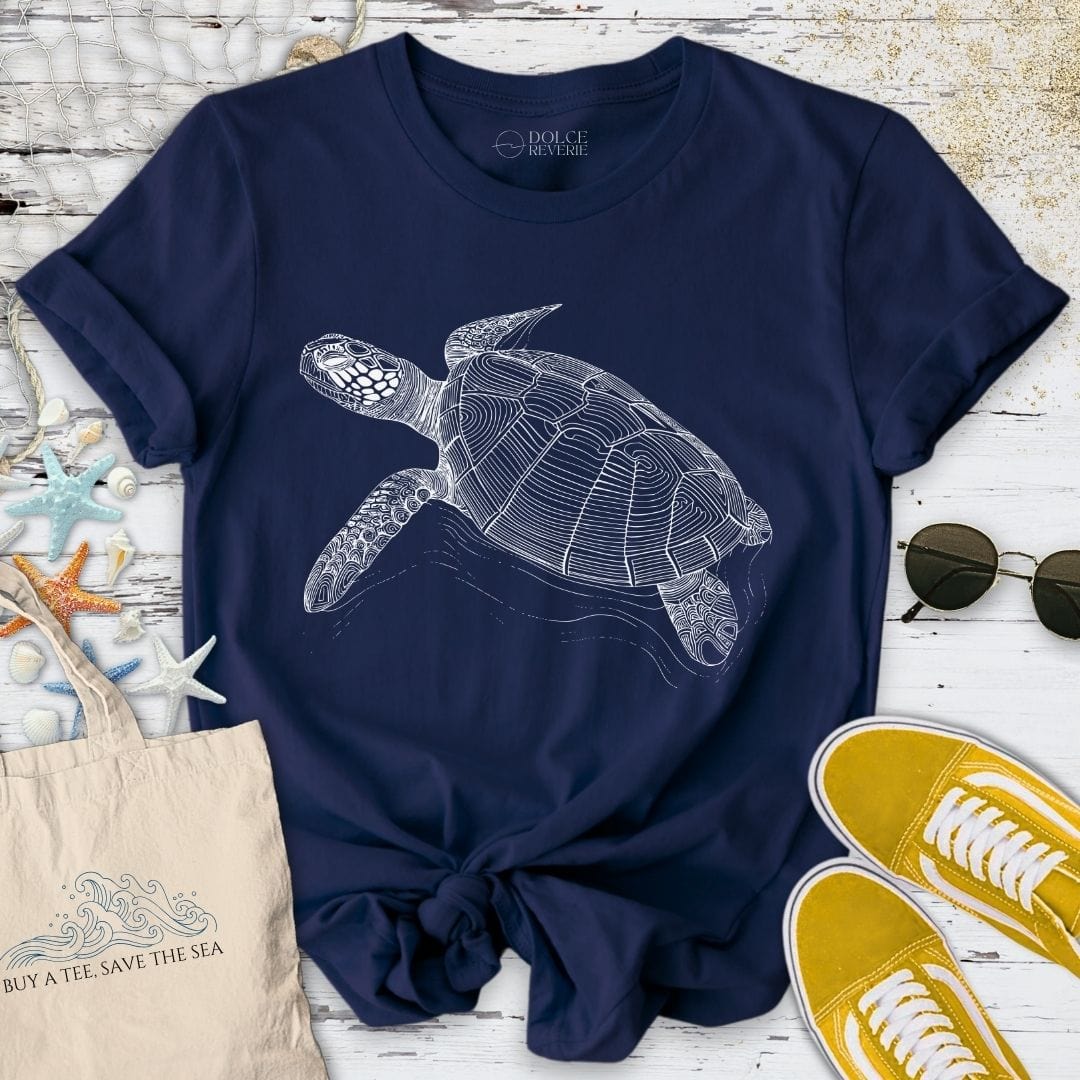 Turtle LineArt T-Shirt Navy / S