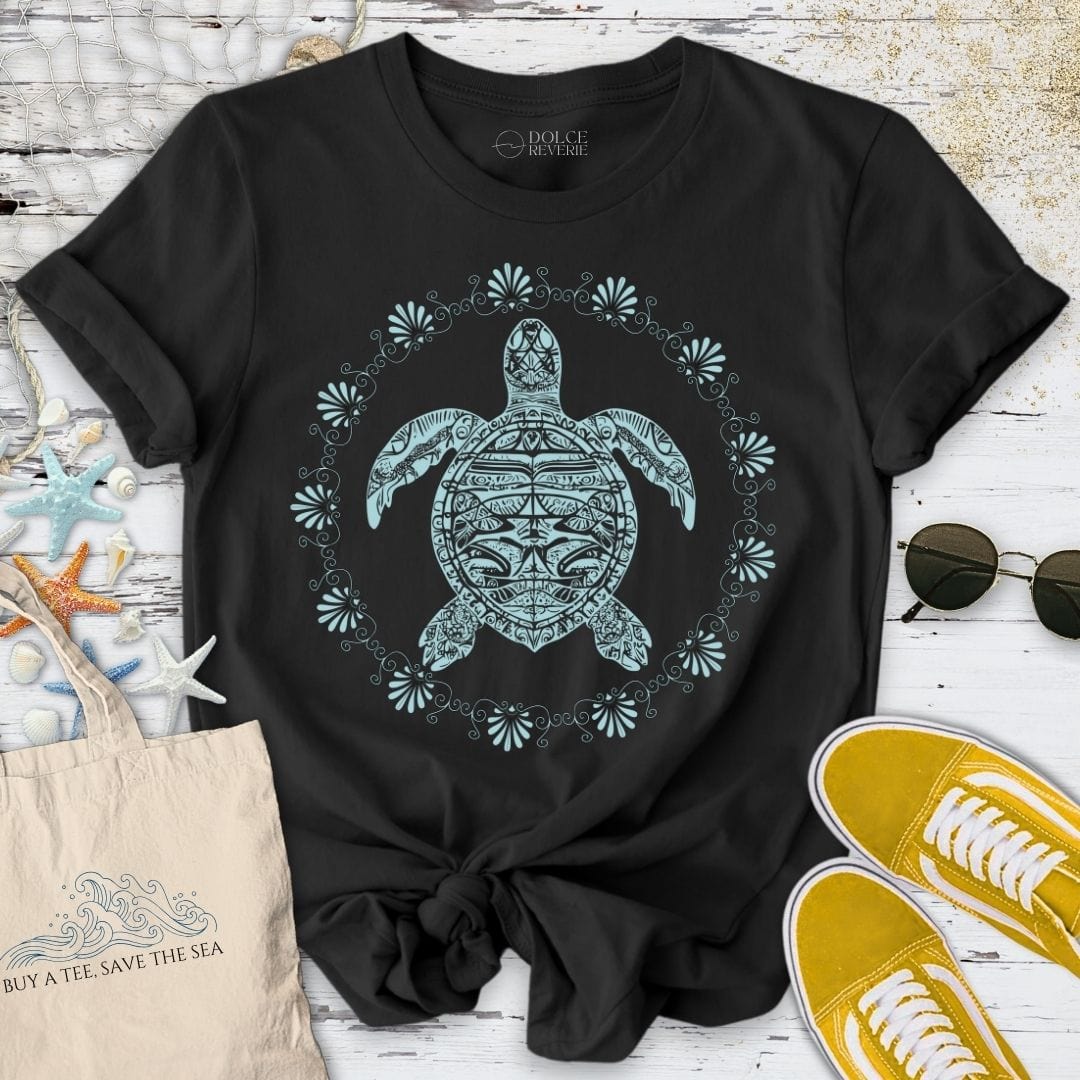 Turtle Mandala T-Shirt Black / S