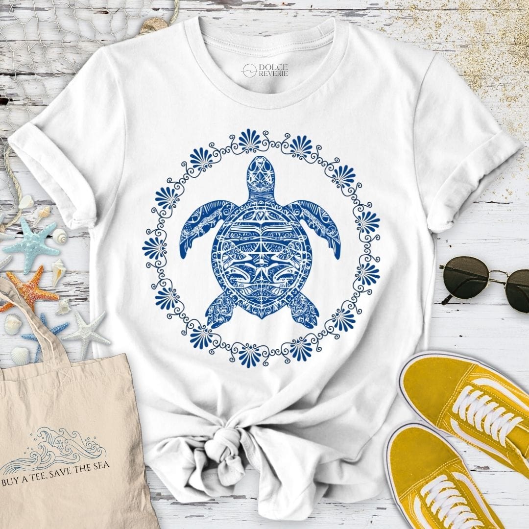 Turtle Mandala T-Shirt White / S