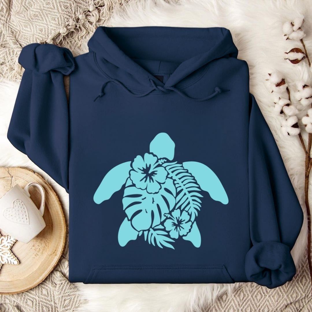 Turtle & Plants Hoodie Navy / S