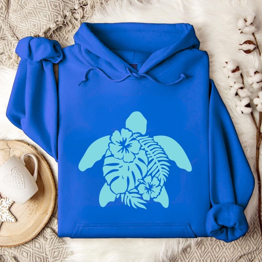 Turtle & Plants Hoodie Royal / S