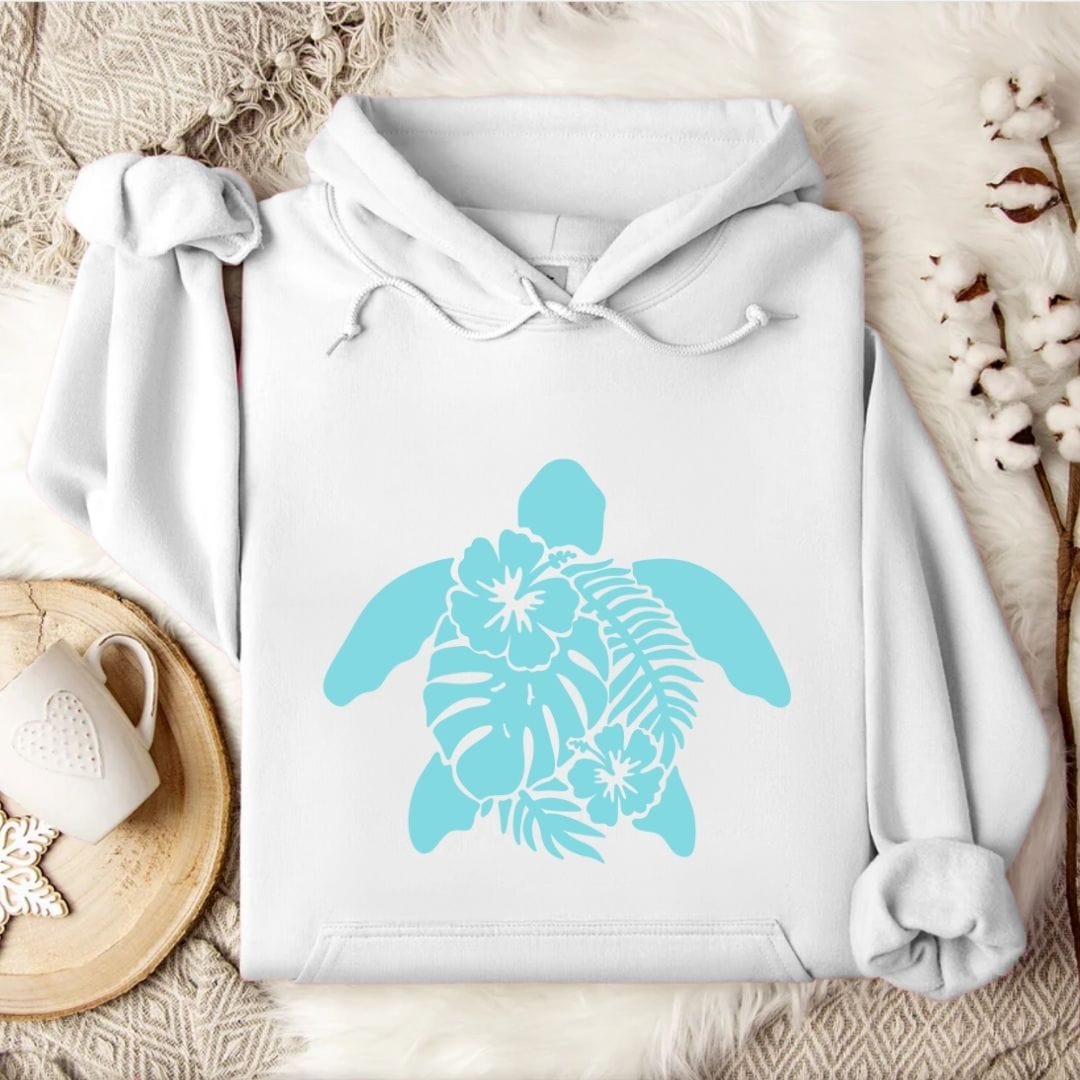 Turtle & Plants Hoodie White / S