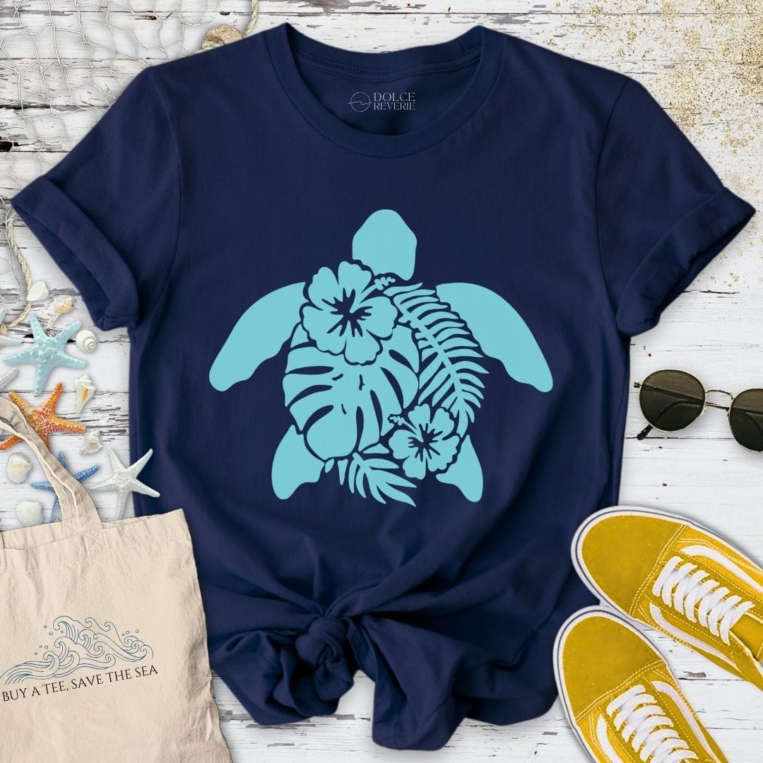 Turtle & Plants T-Shirt Navy / S