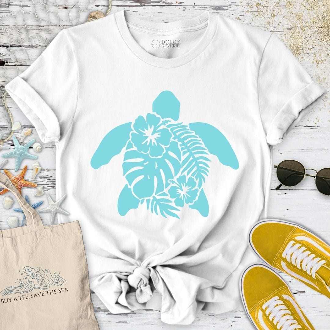 Turtle & Plants T-Shirt White / S