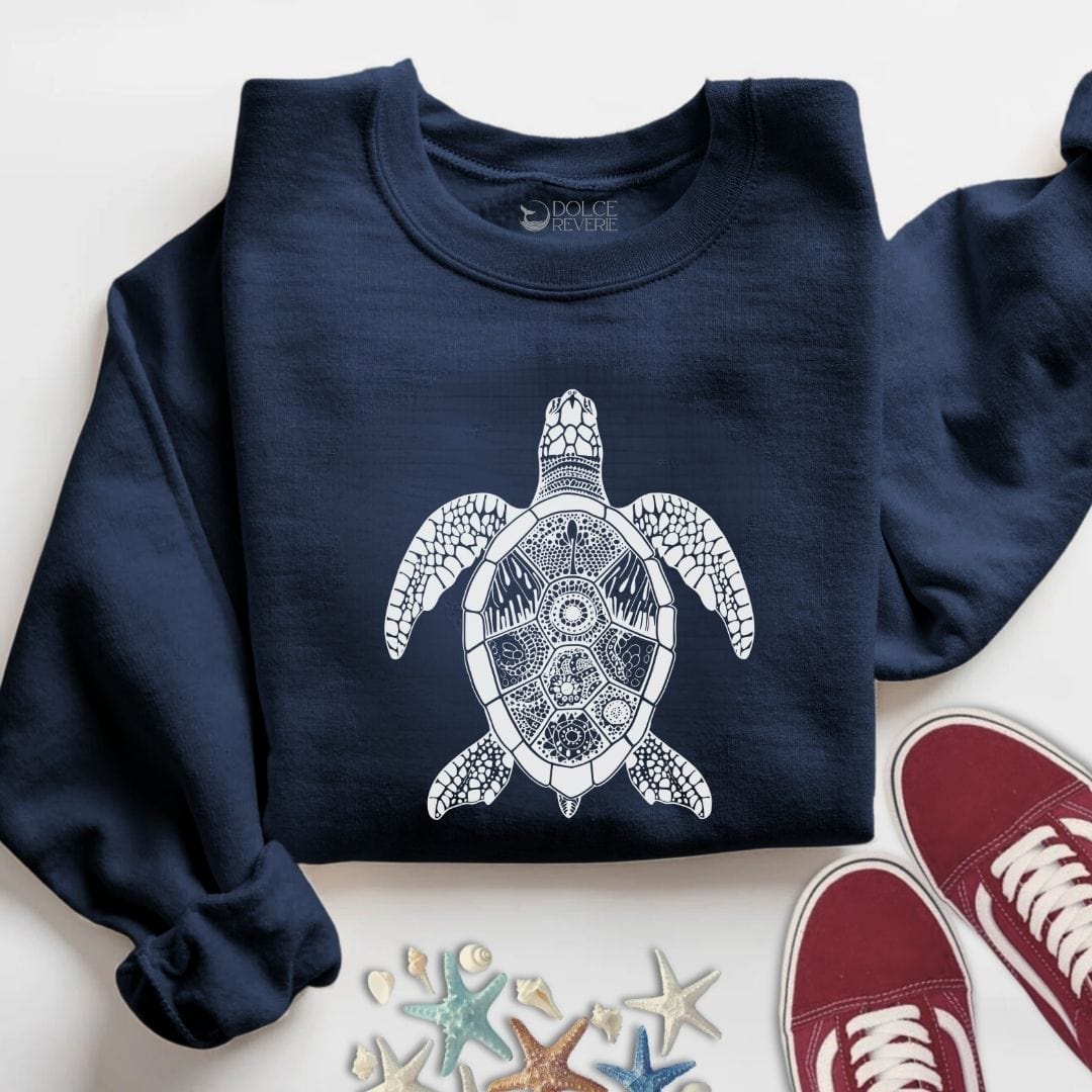 Turtle Zentangle Sweatshirt S / Navy
