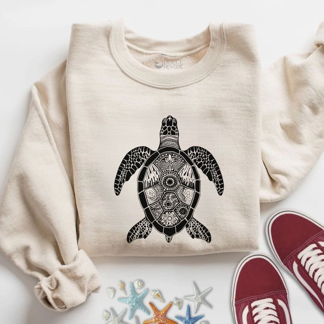 Turtle Zentangle Sweatshirt S / Sand
