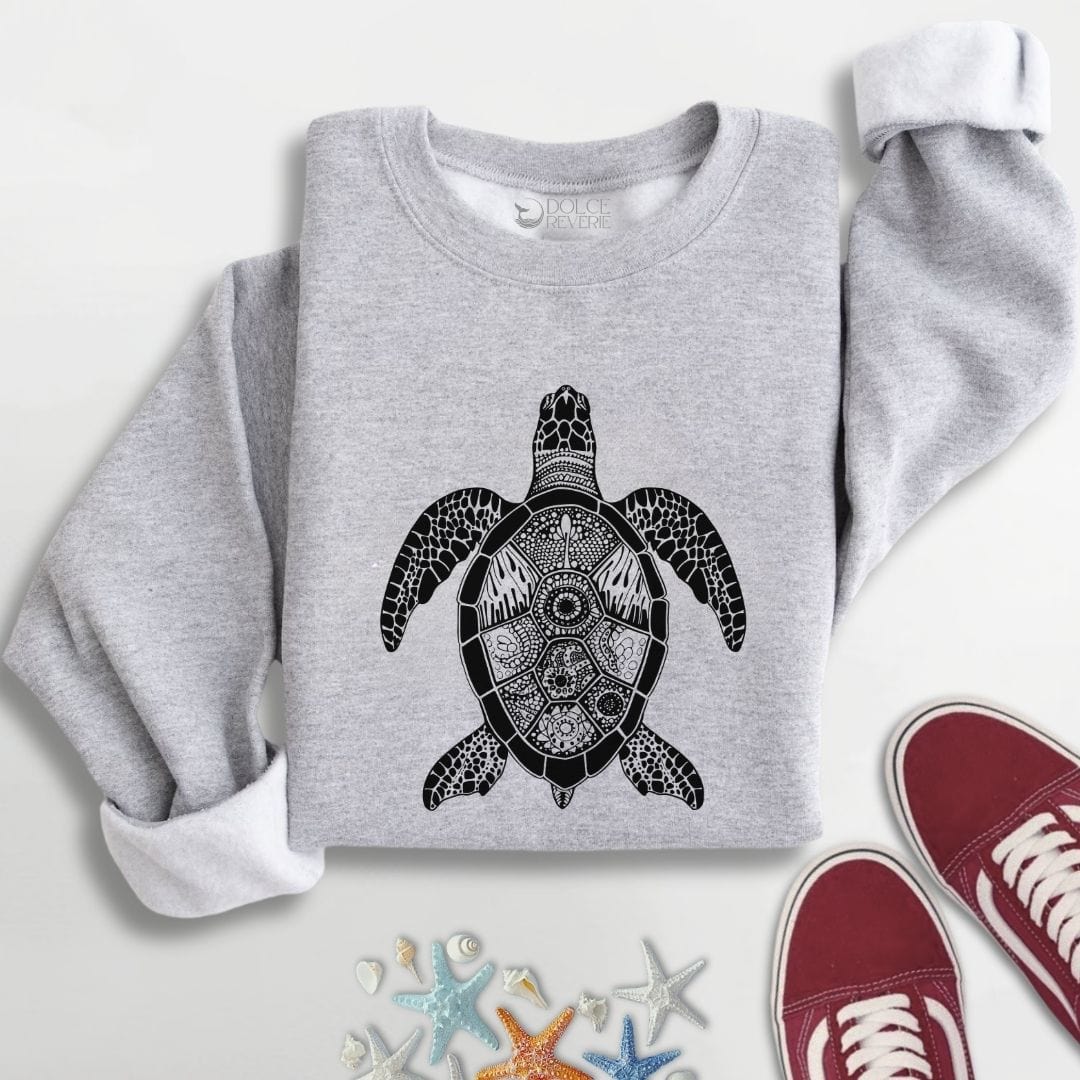 Turtle Zentangle Sweatshirt S / Sport Grey