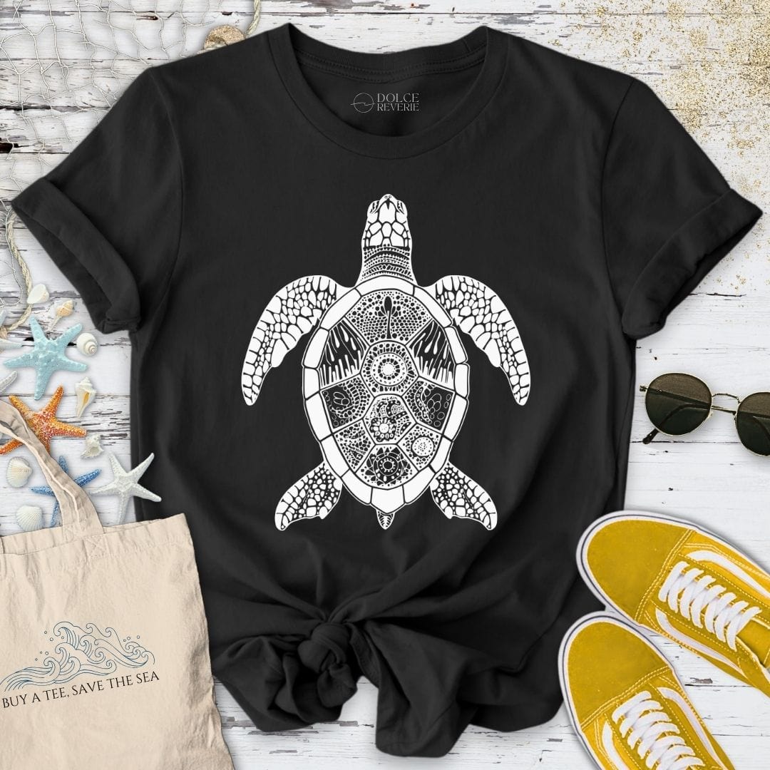 Turtle Zentangle T-Shirt Black / S