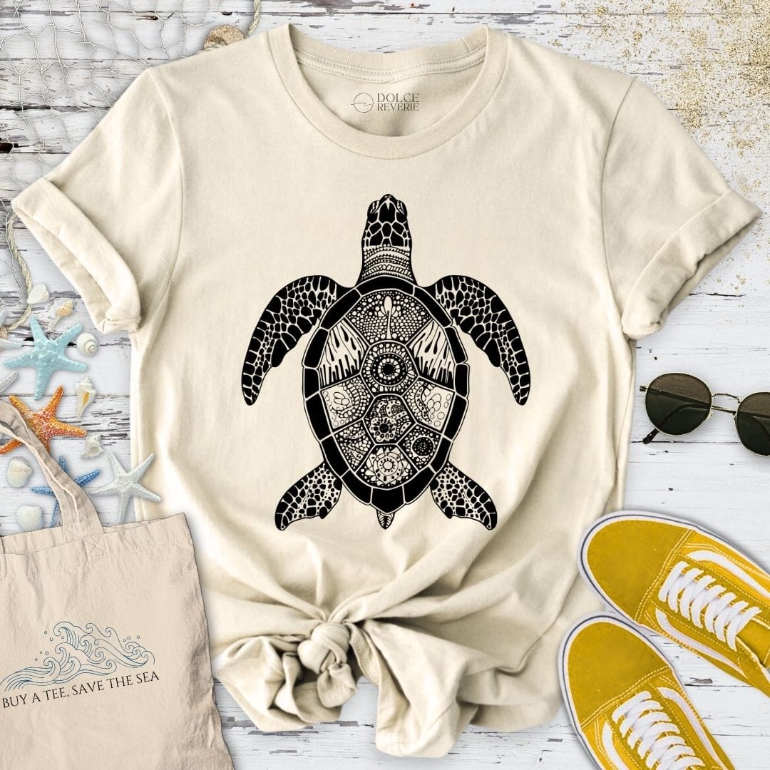 Turtle Zentangle T-Shirt Natural / S
