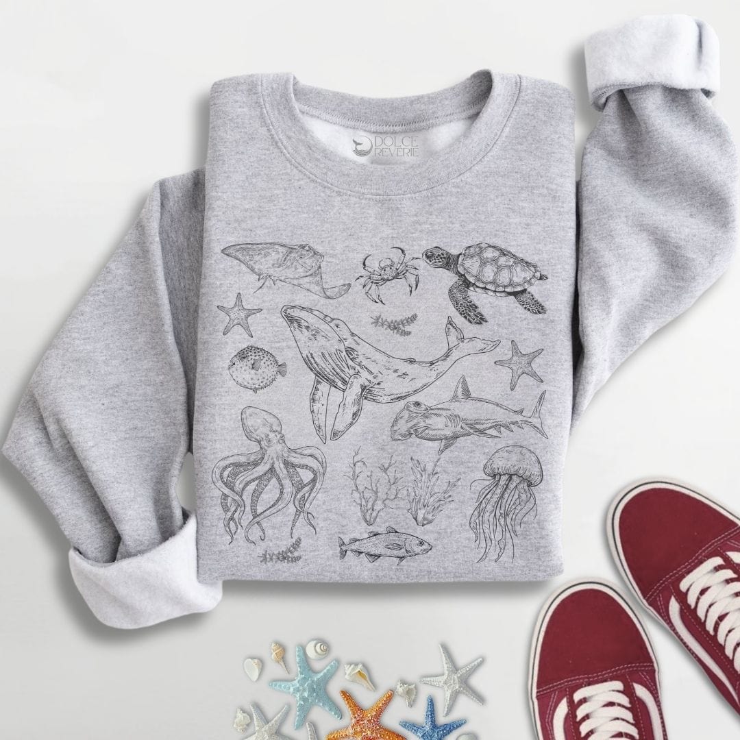 Vintage Marine Animals Sweatshirt S / Sport Grey
